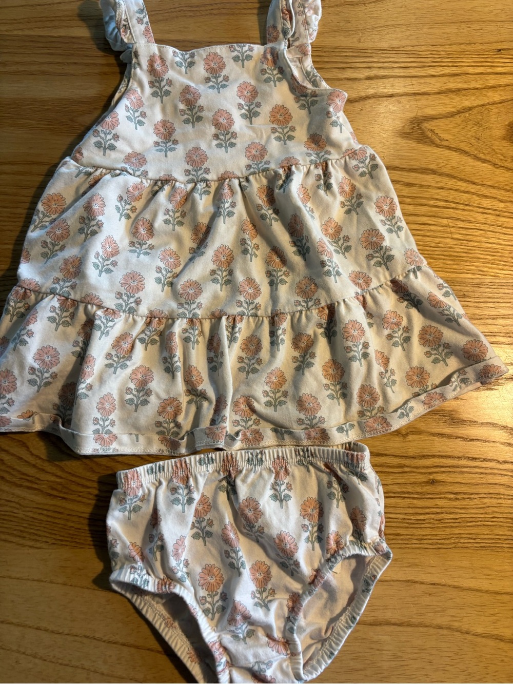 Little Planet Floral Ruffle Sundress with Blooming Print - Pink/Cream 2T